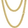 ChainsHouse Mens Cuban Link Chain Necklace 6/9/12mm, 18-30inch, Stainless Steel Gold Black with Iced Out Cross Clasp, Hip Hop Chunky Jewelry for Men(e. 6mm width-gold plated)