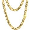 ChainsHouse Mens Cuban Link Chain Necklace 6/9/12mm, 18-30inch, Stainless Steel Gold Black with Iced Out Cross Clasp, Hip Hop Chunky Jewelry for Men(f. 9mm width-gold plated)