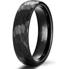 TRUMIUM Tungsten Wedding Rings for Men Women 4MM 6MM 8MM Mens Wedding Band Black/Rose Gold/Gold Plated Rings Hammered Matte Finish Jewelry Comfort Fit Size 5-13(6mm Black Hammered)