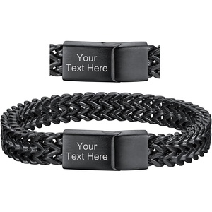 ChainsHouse Bracelet for Men, 316L Stainless Steel Franco Cuban Link Chain Bracelet with Sturdy Clasp, 6/10/12MM Widths, 7.5/8.3/9 Inch Lengths, Gift for Husband or Dad(14: 10mm-Black-Custom)