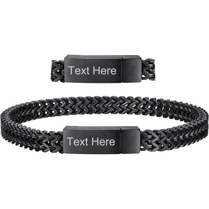 ChainsHouse Bracelet for Men, 316L Stainless Steel Franco Cuban Link Chain Bracelet with Sturdy Clasp, 6/10/12MM Widths, 7.5/8.3/9 Inch Lengths, Gift for Husband or Dad(13: 6mm-Black-Custom)
