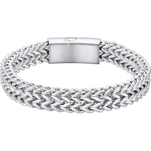 ChainsHouse Bracelet for Men, 316L Stainless Steel Franco Cuban Link Chain Bracelet with Sturdy Clasp, 6/10/12MM Widths, 7.5/8.3/9 Inch Lengths, Gift for Husband or Dad(02-10mm width-Steel)
