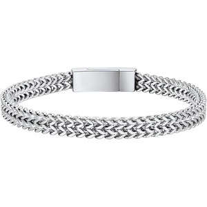 ChainsHouse Bracelet for Men, 316L Stainless Steel Franco Cuban Link Chain Bracelet with Sturdy Clasp, 6/10/12MM Widths, 7.5/8.3/9 Inch Lengths, Gift for Husband or Dad(01-6mm width-Steel)