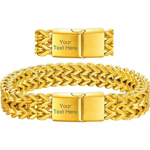 ChainsHouse Bracelet for Men, 316L Stainless Steel Franco Cuban Link Chain Bracelet with Sturdy Clasp, 6/10/12MM Widths, 7.5/8.3/9 Inch Lengths, Gift for Husband or Dad(18: 12mm-Gold Plated-Custom)