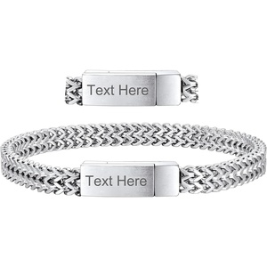 ChainsHouse Bracelet for Men, 316L Stainless Steel Franco Cuban Link Chain Bracelet with Sturdy Clasp, 6/10/12MM Widths, 7.5/8.3/9 Inch Lengths, Gift for Husband or Dad(10: 6mm-Steel-Custom)