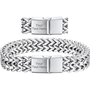 ChainsHouse Bracelet for Men, 316L Stainless Steel Franco Cuban Link Chain Bracelet with Sturdy Clasp, 6/10/12MM Widths, 7.5/8.3/9 Inch Lengths, Gift for Husband or Dad(12: 12mm-Steel-Custom)