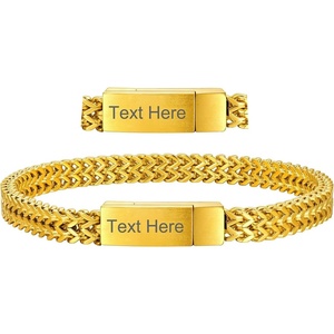 ChainsHouse Bracelet for Men, 316L Stainless Steel Franco Cuban Link Chain Bracelet with Sturdy Clasp, 6/10/12MM Widths, 7.5/8.3/9 Inch Lengths, Gift for Husband or Dad(16: 6mm-Gold Plated-Custom)