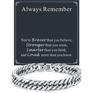 ChainsHouse Cuban Link Chain Bracelet Anniversary Birthday Valentines Father’s Day Stainless Steel/Black Bracelet Men, To My Man Love Husband Dad, Chain Bracelet for Men Him Jewelry Gifts(01-Always Remember-Steel)