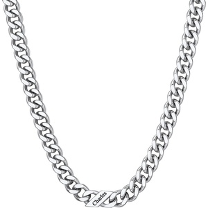 ChainsHouse Personalized Cuban Link Chain for Men Women,Custom Engraved 1-6 Names,5mm/7mm/9mm/12mm Width Chain Name Necklace with Gift Box,Hypoallergenic & Waterproof(M-Steel-Women-9mm width)