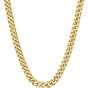 ChainsHouse Personalized Cuban Link Chain for Men Women,Custom Engraved 1-6 Names,5mm/7mm/9mm/12mm Width Chain Name Necklace with Gift Box,Hypoallergenic & Waterproof(F-Gold-Men-9mm width)