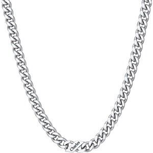ChainsHouse Personalized Cuban Link Chain for Men Women,Custom Engraved 1-6 Names,5mm/7mm/9mm/12mm Width Chain Name Necklace with Gift Box,Hypoallergenic & Waterproof(L-Steel-Women-7mm width)