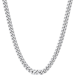 ChainsHouse Personalized Cuban Link Chain for Men Women,Custom Engraved 1-6 Names,5mm/7mm/9mm/12mm Width Chain Name Necklace with Gift Box,Hypoallergenic & Waterproof(A-Steel-Men-7mm width)