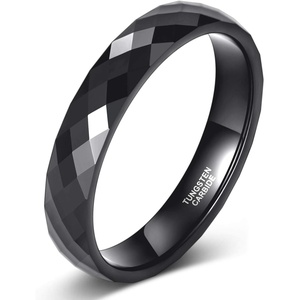TRUMIUM Tungsten Wedding Rings for Men Women 4MM 6MM 8MM Mens Wedding Band Black/Rose Gold/Gold Plated Rings Hammered Matte Finish Jewelry Comfort Fit Size 5-13(4mm Black)