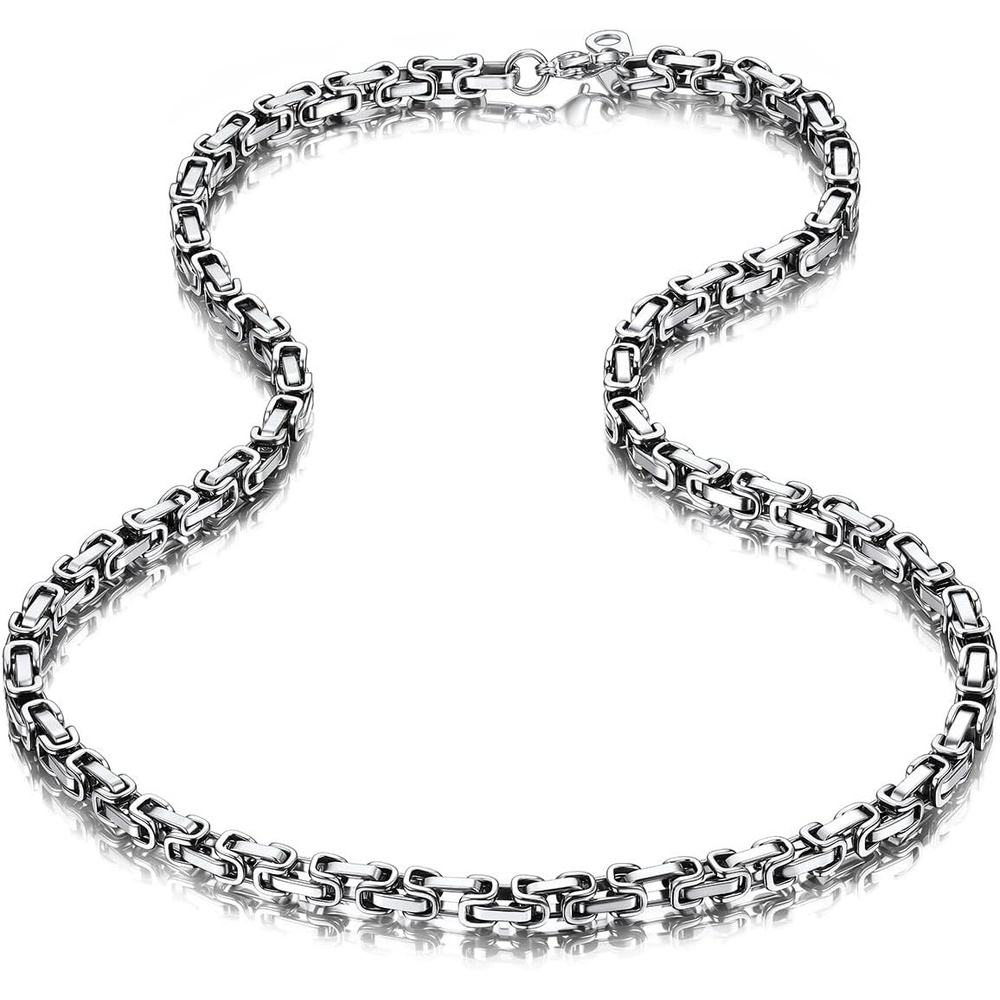 image:imageChainsHouse Mens Vintage Byzantine Chain Necklace 468mm Waterproof Stainless Steel Link Multi Color 1830 Inch Hip Hop Casual JewelryA1Steel4mm