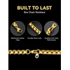 ChainsHouse Stainless Steel Box Chain for Men Silver/Black/Gold Plated Round Box Necklace for Pendant Women No Tarnish Durable Hip Hop Jewelry Father Gift 3mm/6mm Width 18″-30″ Length(E-3mm-Gold)