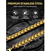 ChainsHouse Stainless Steel Box Chain for Men Silver/Black/Gold Plated Round Box Necklace for Pendant Women No Tarnish Durable Hip Hop Jewelry Father Gift 3mm/6mm Width 18″-30″ Length(E-3mm-Gold)