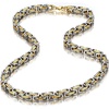 ChainsHouse Mens Vintage Byzantine Chain Necklace 4/6/8mm Waterproof Stainless Steel Link Multi Color 18-30 Inch Hip Hop Casual Jewelry(B2:Steel&Gold-6mm)