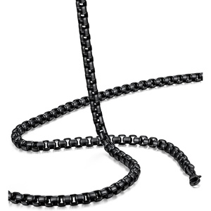 ChainsHouse Stainless Steel Box Chain for Men Silver/Black/Gold Plated Round Box Necklace for Pendant Women No Tarnish Durable Hip Hop Jewelry Father Gift 3mm/6mm Width 18″-30″ Length(C-3mm-Black)