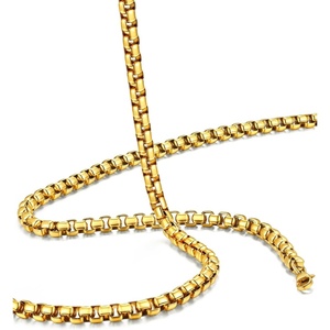 ChainsHouse Stainless Steel Box Chain for Men Silver/Black/Gold Plated Round Box Necklace for Pendant Women No Tarnish Durable Hip Hop Jewelry Father Gift 3mm/6mm Width 18″-30″ Length(E-3mm-Gold)