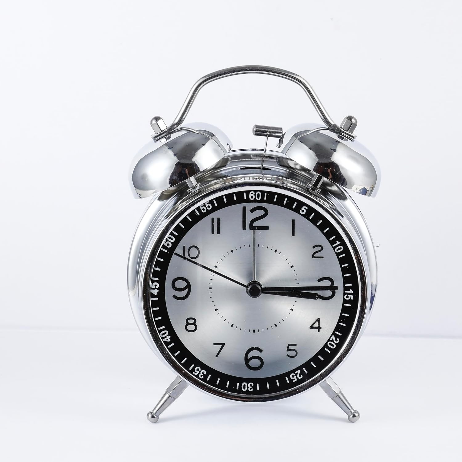 image:imageTRUMIUM Silver Twin Bell Alarm Clock Twin Bell Design Chrome Finish