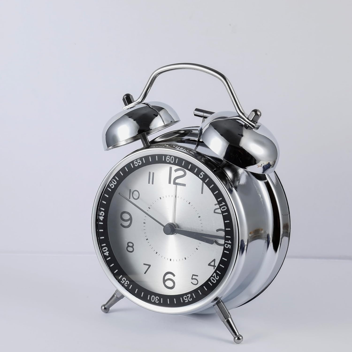 image:imageTRUMIUM Silver Twin Bell Alarm Clock Twin Bell Design Chrome Finish