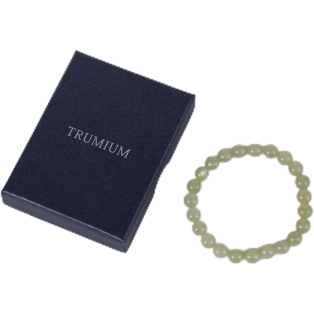 image:imageTRUMIUM Jade Bracelet for Women 6mm Beads  Natural Jade Stone Stretch Fit Gift Box Included Round Beads Green Color