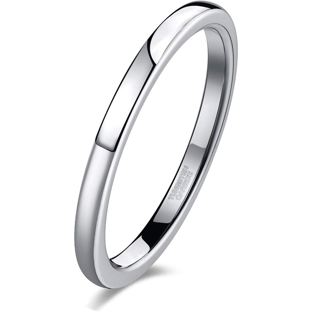 image:imageTRUMIUM 2mm 4mm 6mm 8mm Tungsten Wedding Band Ring for Men Women SilverRose Gold PlatedRainbowGold Plated Domed High Polish Engagement Promise Rings Comfort Fit Size 4152mm silver plated