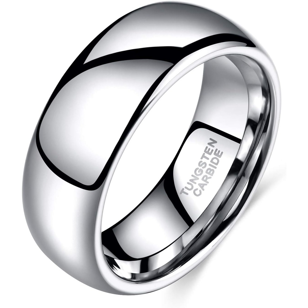 image:imageTRUMIUM 2mm 4mm 6mm 8mm Tungsten Wedding Band Ring for Men Women SilverRose Gold PlatedRainbowGold Plated Domed High Polish Engagement Promise Rings Comfort Fit Size 4158mm silver plated