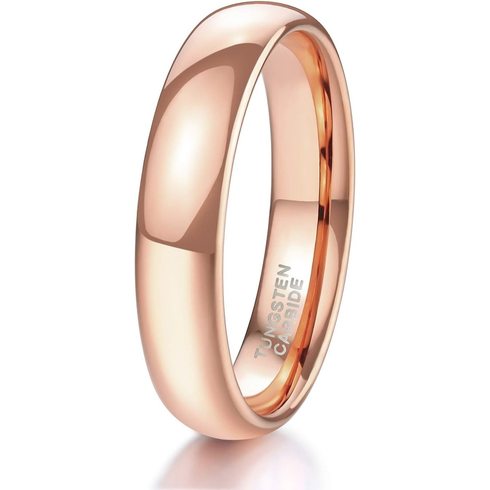 image:imageTRUMIUM 2mm 4mm 6mm 8mm Tungsten Wedding Band Ring for Men Women  SilverRose Gold PlatedRainbowGold Plated Domed High Polish Engagement Promise Rings Comfort Fit Size 4154mm rose gold plated