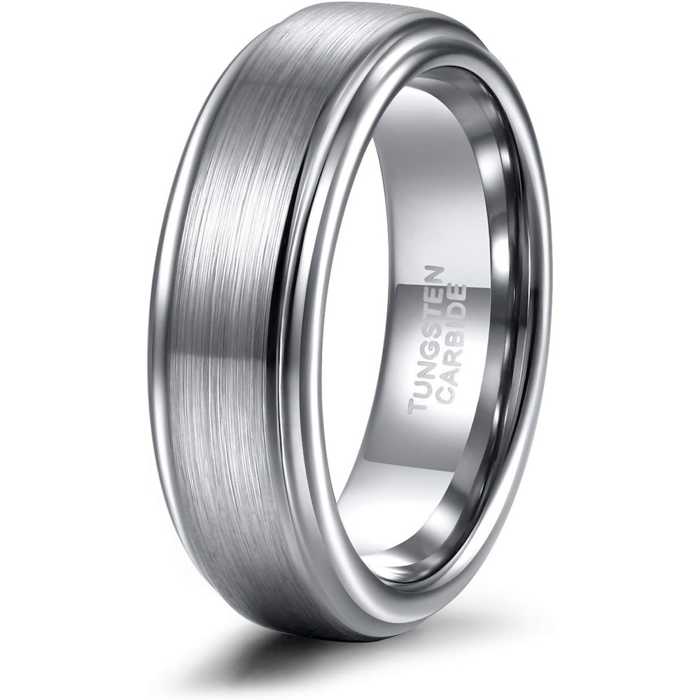 image:imageTRUMIUM 4mm 6mm 8mm Tungsten Rings for Men Women  Silver Blue Rose Gold Plated Black Tungsten Wedding Band Matte Brushed Finish Comfort Fit Size 4156mm silver plated