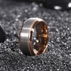 TRUMIUM 4mm 6mm 8mm Tungsten Rings for Men Women | Silver Blue Rose Gold Plated, Black Tungsten Wedding Band, Matte Brushed Finish, Comfort Fit, Size 4-15(8mm rose gold plated)