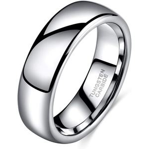 TRUMIUM 2mm 4mm 6mm 8mm Tungsten Wedding Band Ring for Men Women | Silver/Rose Gold Plated/Rainbow/Gold Plated, Domed High Polish, Engagement Promise Rings, Comfort Fit, Size 4-15(6mm silver plated)