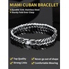 ChainsHouse Stainless Steel Cuban Link Bracelet, 6mm/8mm/12mm/17mm Width, 7.5″/8.3″/9″, Black/ 18K Gold Plated Chain Wrist Bracelets for Men Women, Send Gift Box(A: Steel-8mm width)