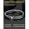 ChainsHouse Stainless Steel Cuban Link Bracelet, 6mm/8mm/12mm/17mm Width, 7.5″/8.3″/9″, Black/ 18K Gold Plated Chain Wrist Bracelets for Men Women, Send Gift Box(B: Steel-8mm width)