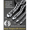ChainsHouse Stainless Steel Cuban Link Bracelet, 6mm/8mm/12mm/17mm Width, 7.5″/8.3″/9″, Black/ 18K Gold Plated Chain Wrist Bracelets for Men Women, Send Gift Box(B: Steel-8mm width)