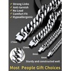 ChainsHouse Stainless Steel Cuban Link Bracelet, 6mm/8mm/12mm/17mm Width, 7.5″/8.3″/9″, Black/ 18K Gold Plated Chain Wrist Bracelets for Men Women, Send Gift Box(C: Steel-6mm width)