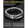 ChainsHouse Stainless Steel Cuban Link Bracelet, 6mm/8mm/12mm/17mm Width, 7.5″/8.3″/9″, Black/ 18K Gold Plated Chain Wrist Bracelets for Men Women, Send Gift Box(E: Steel-17mm width)