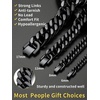 ChainsHouse Stainless Steel Cuban Link Bracelet, 6mm/8mm/12mm/17mm Width, 7.5″/8.3″/9″, Black/ 18K Gold Plated Chain Wrist Bracelets for Men Women, Send Gift Box(F: Black-8mm width)