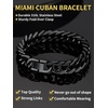 ChainsHouse Stainless Steel Cuban Link Bracelet, 6mm/8mm/12mm/17mm Width, 7.5″/8.3″/9″, Black/ 18K Gold Plated Chain Wrist Bracelets for Men Women, Send Gift Box(I: Black-12mm width)