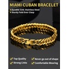 ChainsHouse Stainless Steel Cuban Link Bracelet, 6mm/8mm/12mm/17mm Width, 7.5″/8.3″/9″, Black/ 18K Gold Plated Chain Wrist Bracelets for Men Women, Send Gift Box(K: Gold-8mm width)