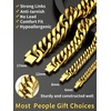 ChainsHouse Stainless Steel Cuban Link Bracelet, 6mm/8mm/12mm/17mm Width, 7.5″/8.3″/9″, Black/ 18K Gold Plated Chain Wrist Bracelets for Men Women, Send Gift Box(M: Gold-6mm width)