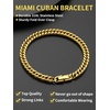 ChainsHouse Stainless Steel Cuban Link Bracelet, 6mm/8mm/12mm/17mm Width, 7.5″/8.3″/9″, Black/ 18K Gold Plated Chain Wrist Bracelets for Men Women, Send Gift Box(M: Gold-6mm width)