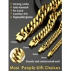 ChainsHouse Stainless Steel Cuban Link Bracelet, 6mm/8mm/12mm/17mm Width, 7.5″/8.3″/9″, Black/ 18K Gold Plated Chain Wrist Bracelets for Men Women, Send Gift Box(N: Gold-12mm width)