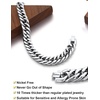 ChainsHouse Stainless Steel Cuban Link Bracelet, 6mm/8mm/12mm/17mm Width, 7.5″/8.3″/9″, Black/ 18K Gold Plated Chain Wrist Bracelets for Men Women, Send Gift Box(P: Steel-8mm width-custom)