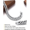 ChainsHouse Stainless Steel Cuban Link Bracelet, 6mm/8mm/12mm/17mm Width, 7.5″/8.3″/9″, Black/ 18K Gold Plated Chain Wrist Bracelets for Men Women, Send Gift Box(Q: Steel-12mm width-custom)