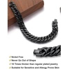 ChainsHouse Stainless Steel Cuban Link Bracelet, 6mm/8mm/12mm/17mm Width, 7.5″/8.3″/9″, Black/ 18K Gold Plated Chain Wrist Bracelets for Men Women, Send Gift Box(S: Black-8mm width-custom)