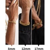 ChainsHouse Stainless Steel Cuban Link Bracelet, 6mm/8mm/12mm/17mm Width, 7.5″/8.3″/9″, Black/ 18K Gold Plated Chain Wrist Bracelets for Men Women, Send Gift Box(V: Gold-8mm width-custom)