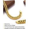 ChainsHouse Stainless Steel Cuban Link Bracelet, 6mm/8mm/12mm/17mm Width, 7.5″/8.3″/9″, Black/ 18K Gold Plated Chain Wrist Bracelets for Men Women, Send Gift Box(W: Gold-12mm width-custom)