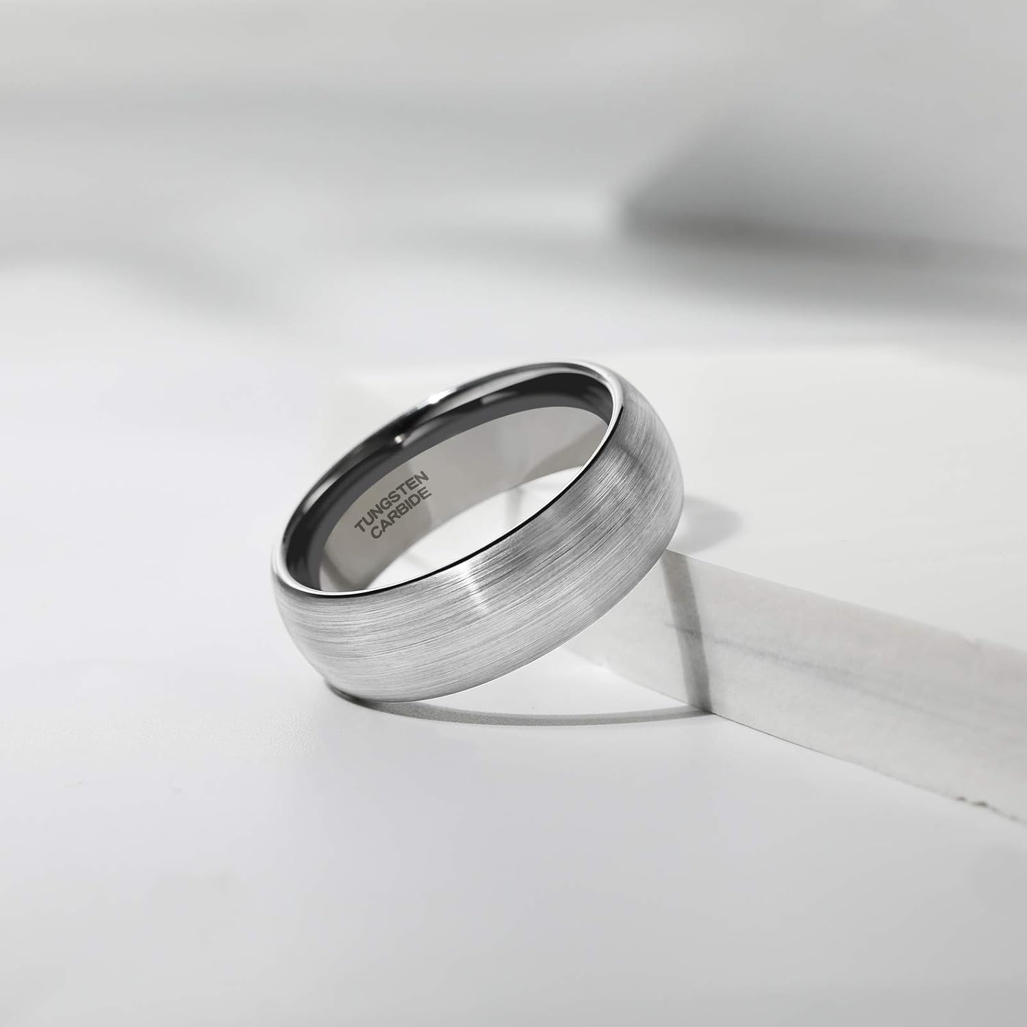 image:imageTRUMIUM 4mm 6mm 8mm Tungsten Ring Wedding Band for Men Women Two Tone Rings8mm Silver Dome