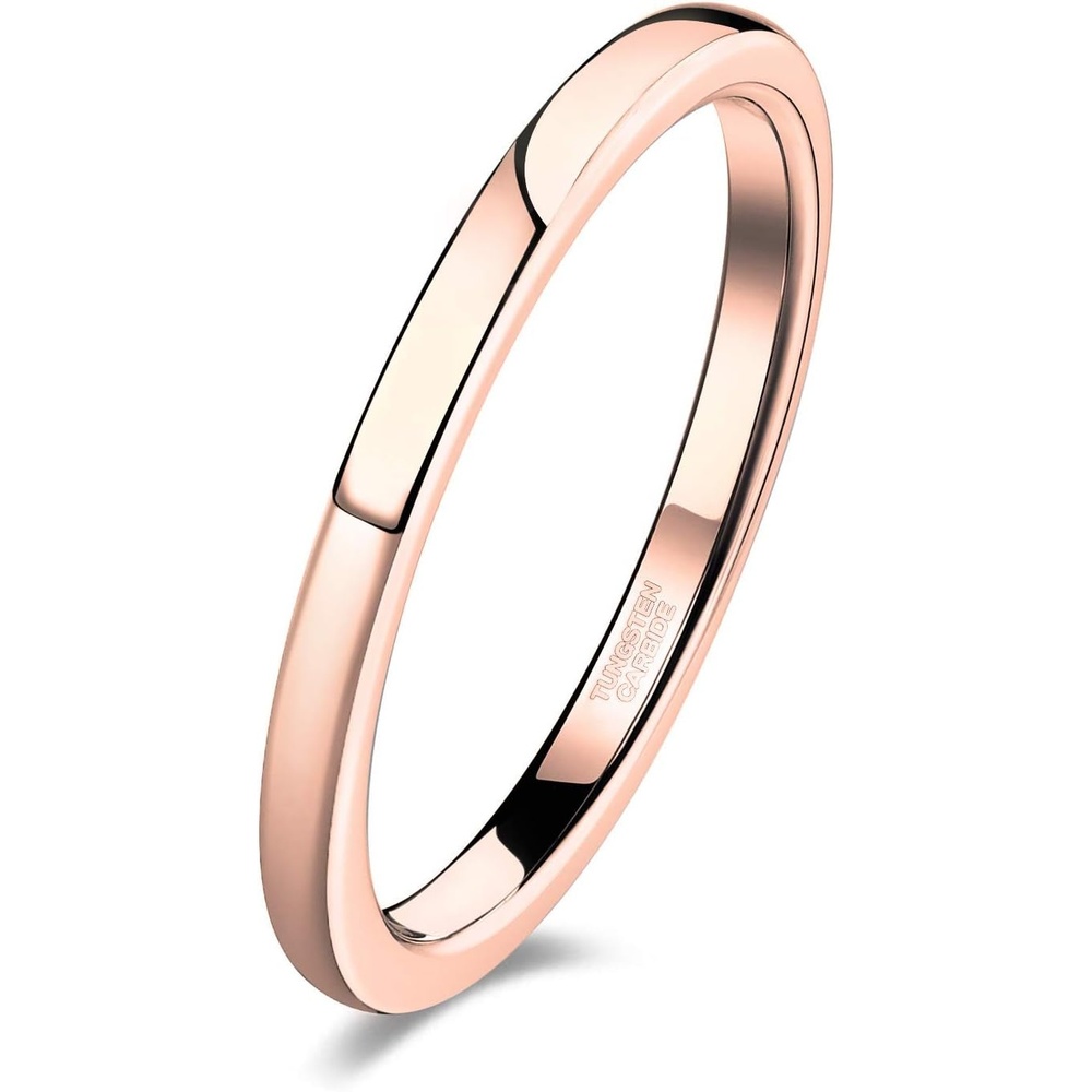 image:imageTRUMIUM 2mm 4mm 6mm 8mm Tungsten Wedding Band Ring for Men Women2mm rose gold plated